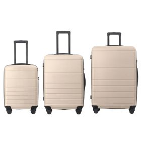 Luggage Sets ABS Hardshell 3pcs Luggage, Lightweight Durable Suitcase sets Spinner Wheels Suitcase with TSA Lock 20''24''28'' Available(Beige)