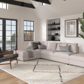 Granada Jewels Ivory, Grey, and Charcoal Olefin Shag Area Rug