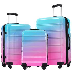 Hardshell Luggage Sets 3 Piece Gradient Color Expandable Suitcase with Spinner Wheels and TSA Lock Lightweight 20" 24" 28" Available,Blue and Red