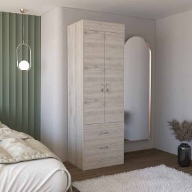 Portugal Armoire, Double Door Cabinet, Two Drawers, Metal Handles, Rod