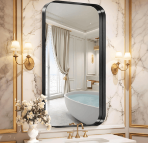 Rectangular metal-framed bathroom mirror with anti-fog and anti-breakage features (AAR5076H38*38: AAR5076H72*40)