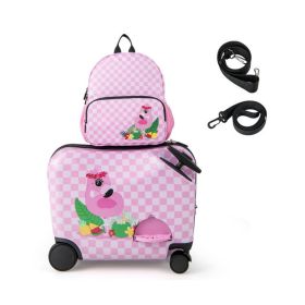 2 Pieces Kid Luggage Set with Spinner Wheels and Aluminum Handle (Color: White & Pink)