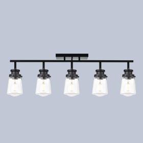 3 Light Black Wall Sconces Bathroom Vanity Lighting Fixture with Clear Glass Shade Classic Spotlight Fixture with Rotatable Light Head Metal Ceil (Numbers of Light: 5-Light)